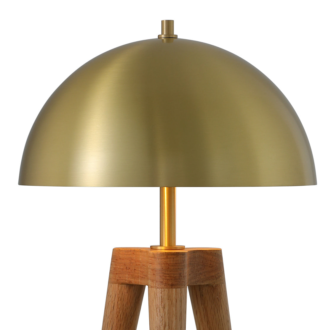 France & Son, Brass Dome Table Lamp with Wooden Tripod Base