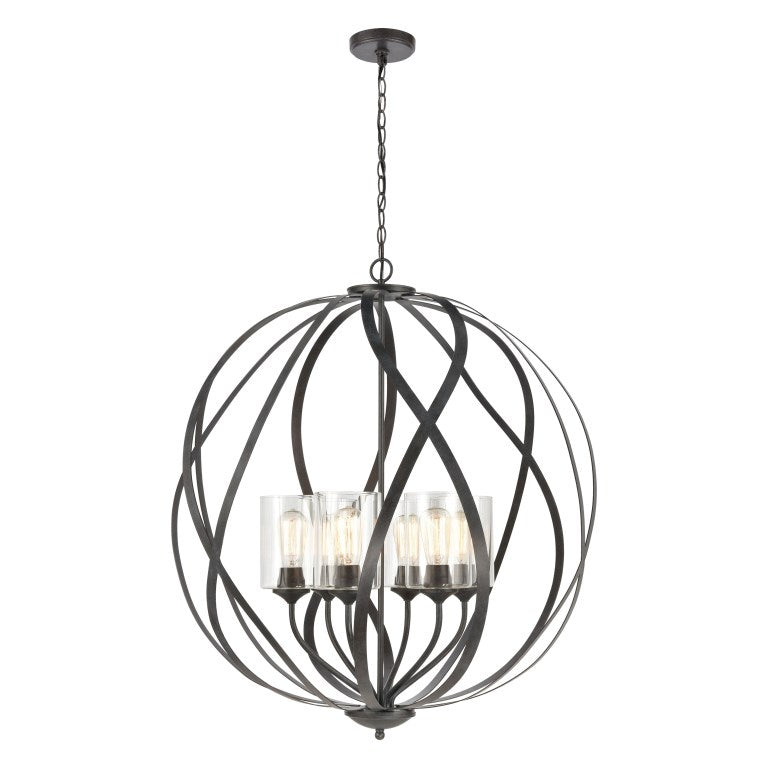 Elk Home, Daisy 32'' Wide 6 - Light Chandelier - Midnight Bronze