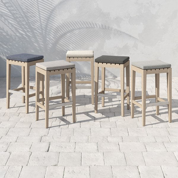 Four Hands, Dale Outdoor Bar Stool - Brown / Stone grey