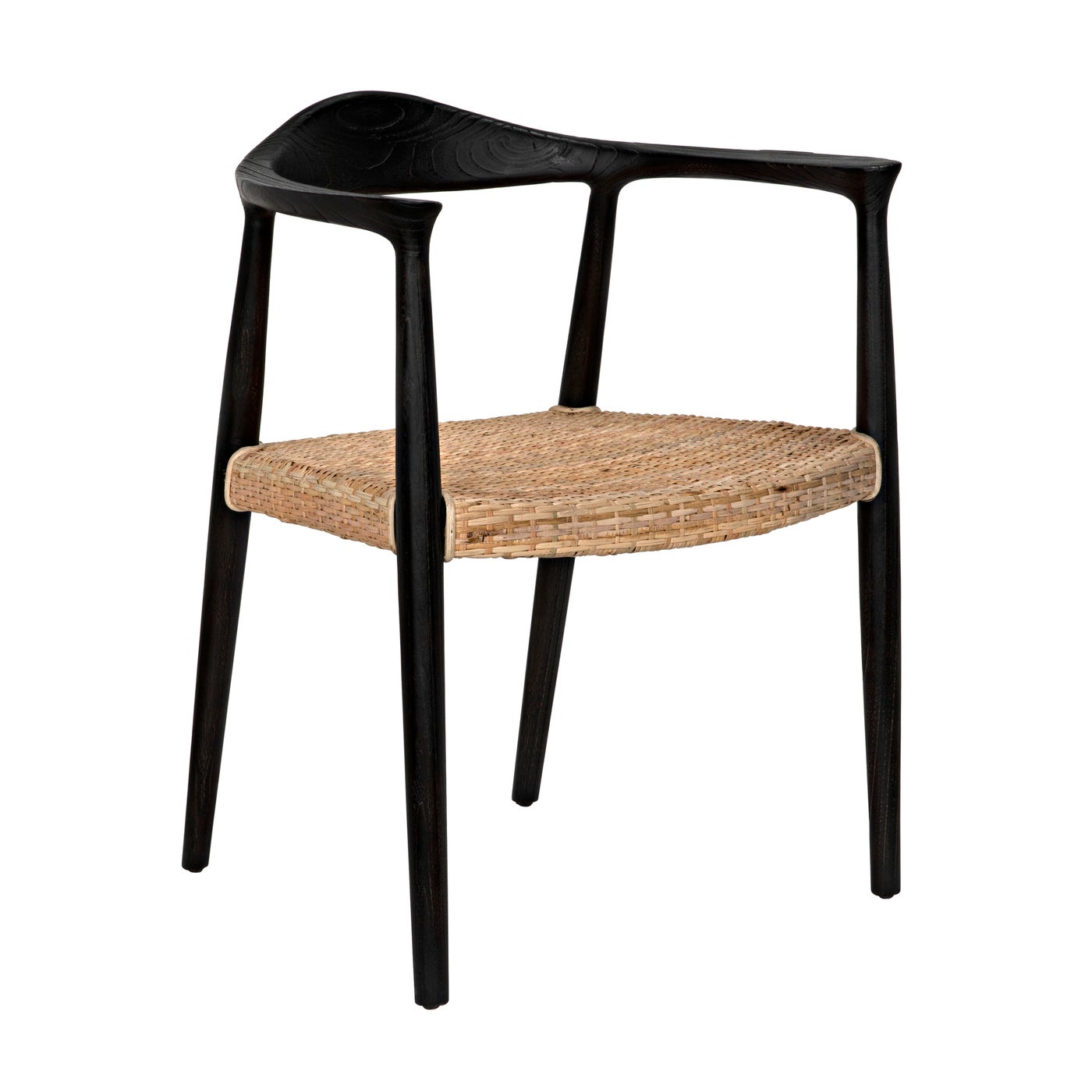 Noir, Dallas Chair, Black Burnt with Rattan