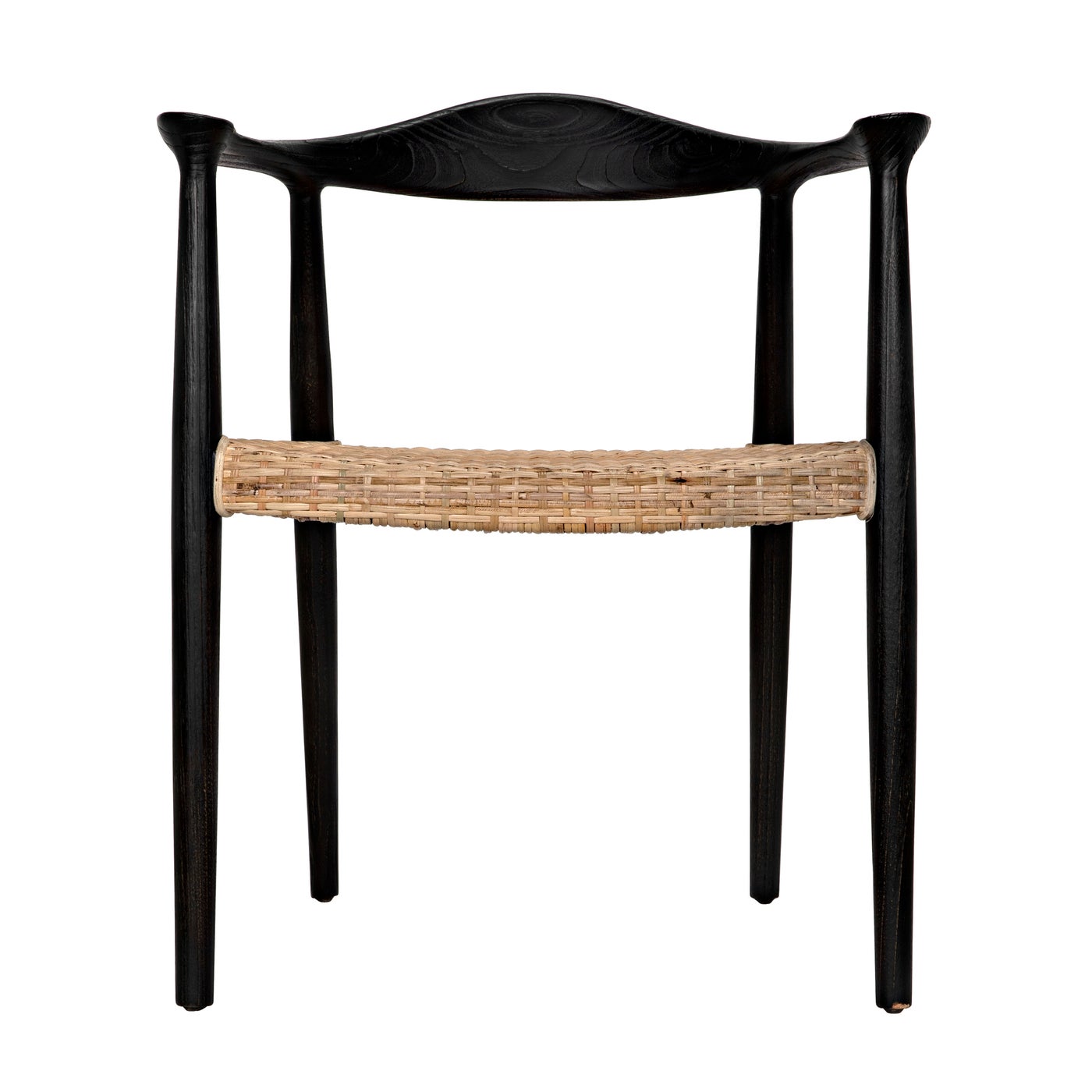 Noir, Dallas Chair, Black Burnt with Rattan