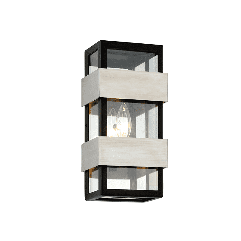 Troy Lighting, Dana Point 1Lt Wall Txtured Blk W Brushed St