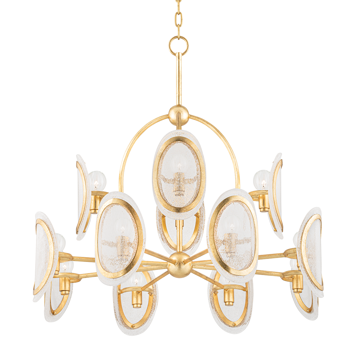 Hudson Valley, Danes 12 Light Chandelier Vintage Gold Leaf