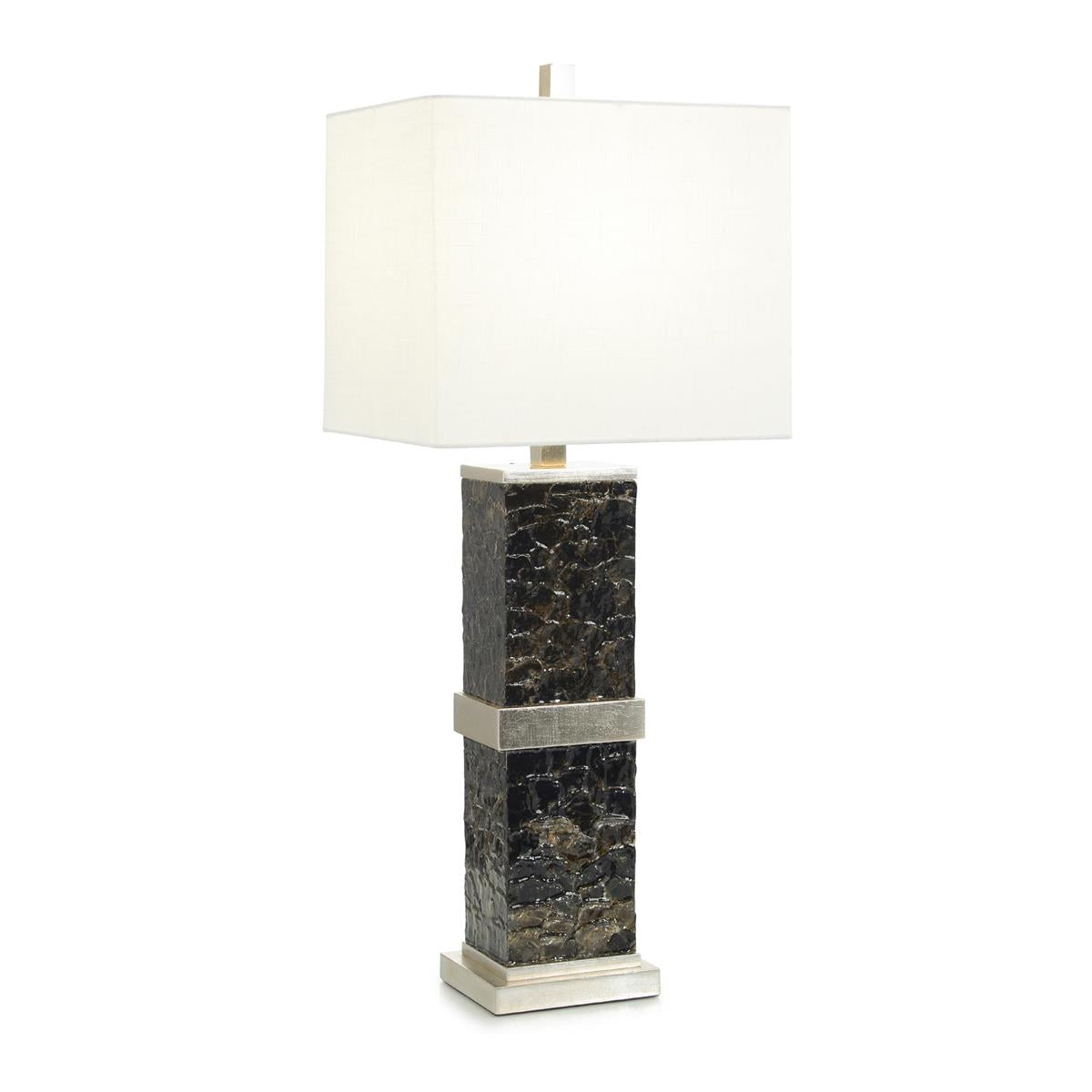 John Richard, Dark Brown Mica and Antique Silver Table Lamp