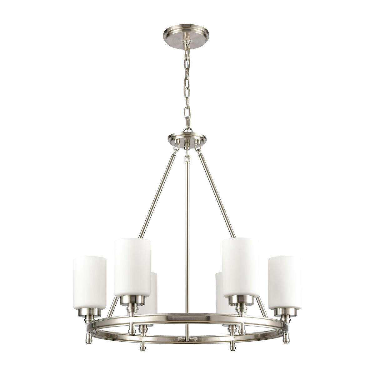 Elk Home, Dawson 25'' Wide 6-Light Chandelier - Satin Nickel