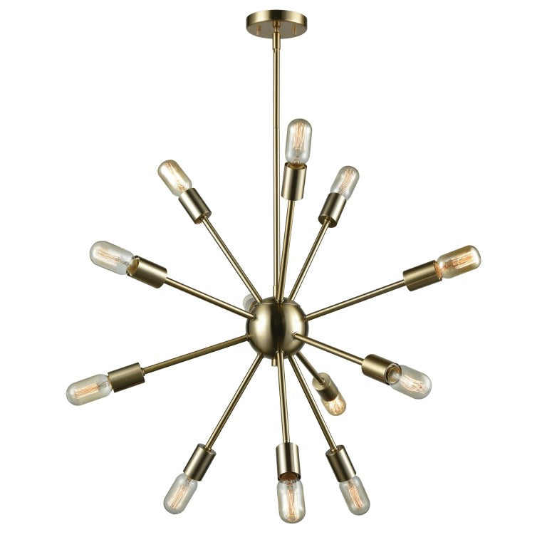 Elk Home, Delphine 27'' Wide 12 - Light Chandelier - Satin Brass