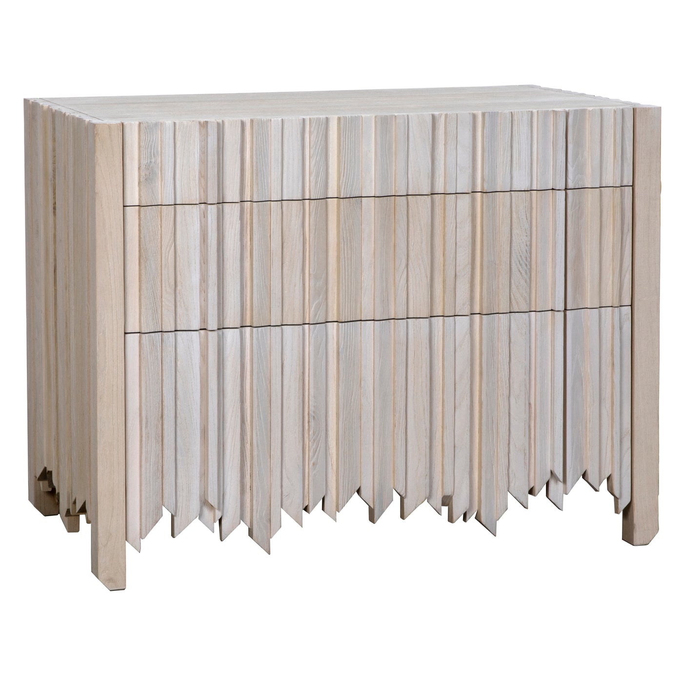 Noir, Desdemona 3 Drawer Chest, Bleached Elm