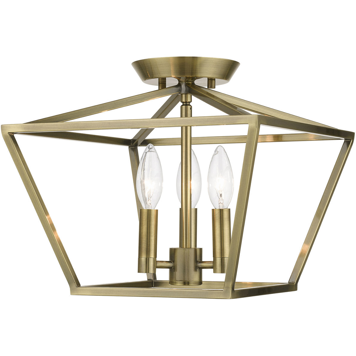 Livex Lighting, Devone 3 Light Semi-Flush Ceiling Light - Square