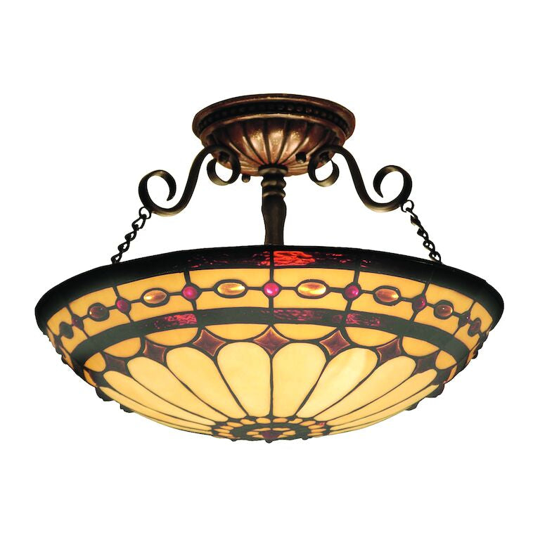 Elk Home, Diamond Ring 16'' Wide 3 - Light Semi Flush Mount - Burnished Copper