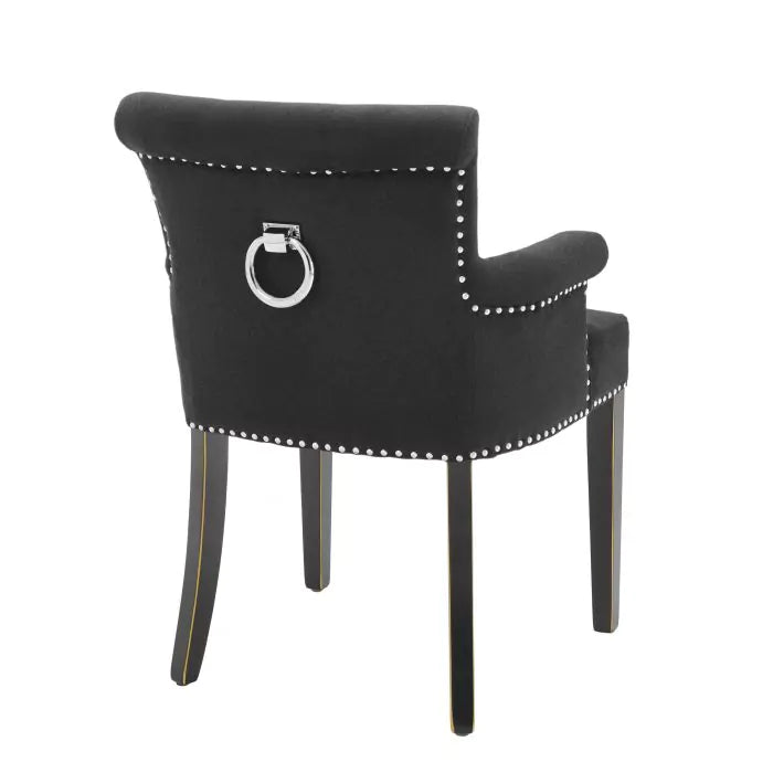 Eichholtz, Dining Chair Key Largo with arm black cashmere