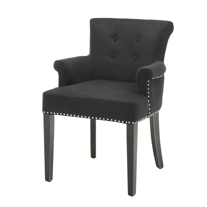 Eichholtz, Dining Chair Key Largo with arm black cashmere