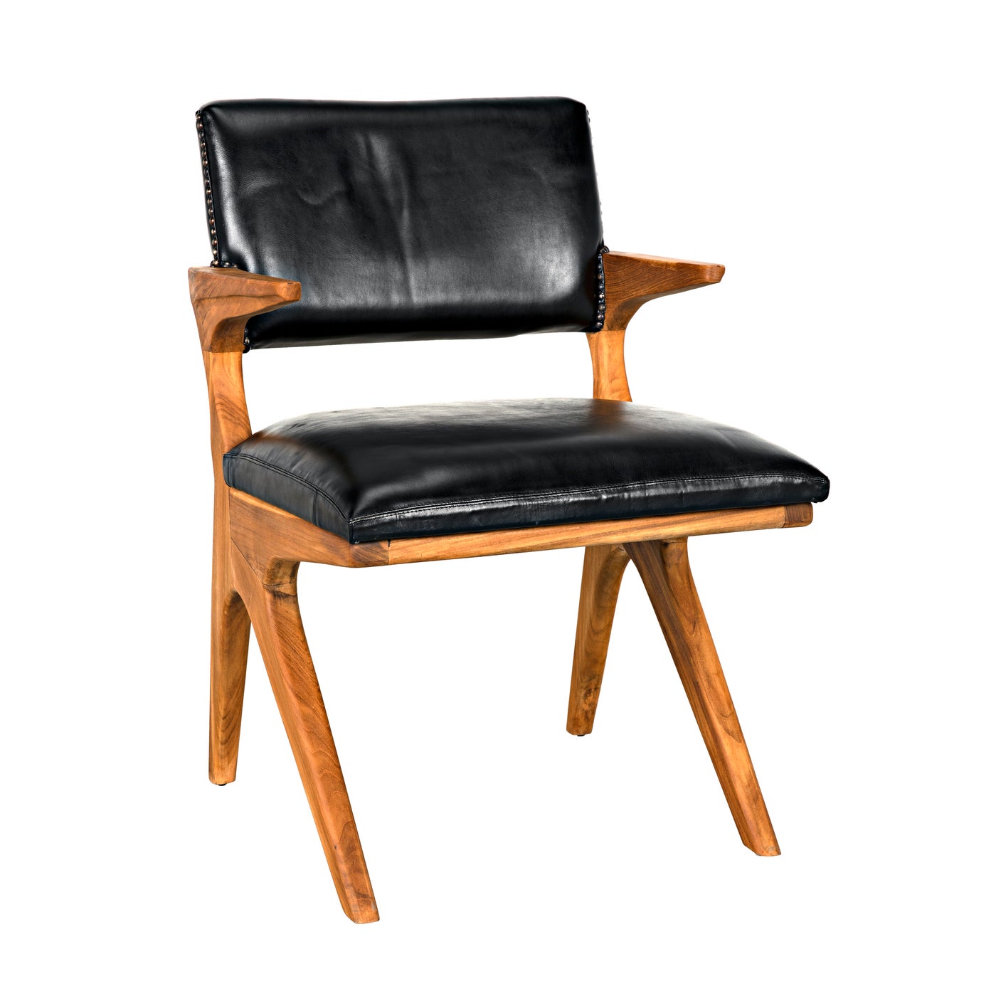 Noir, Dolores Chair - Teak With Leather