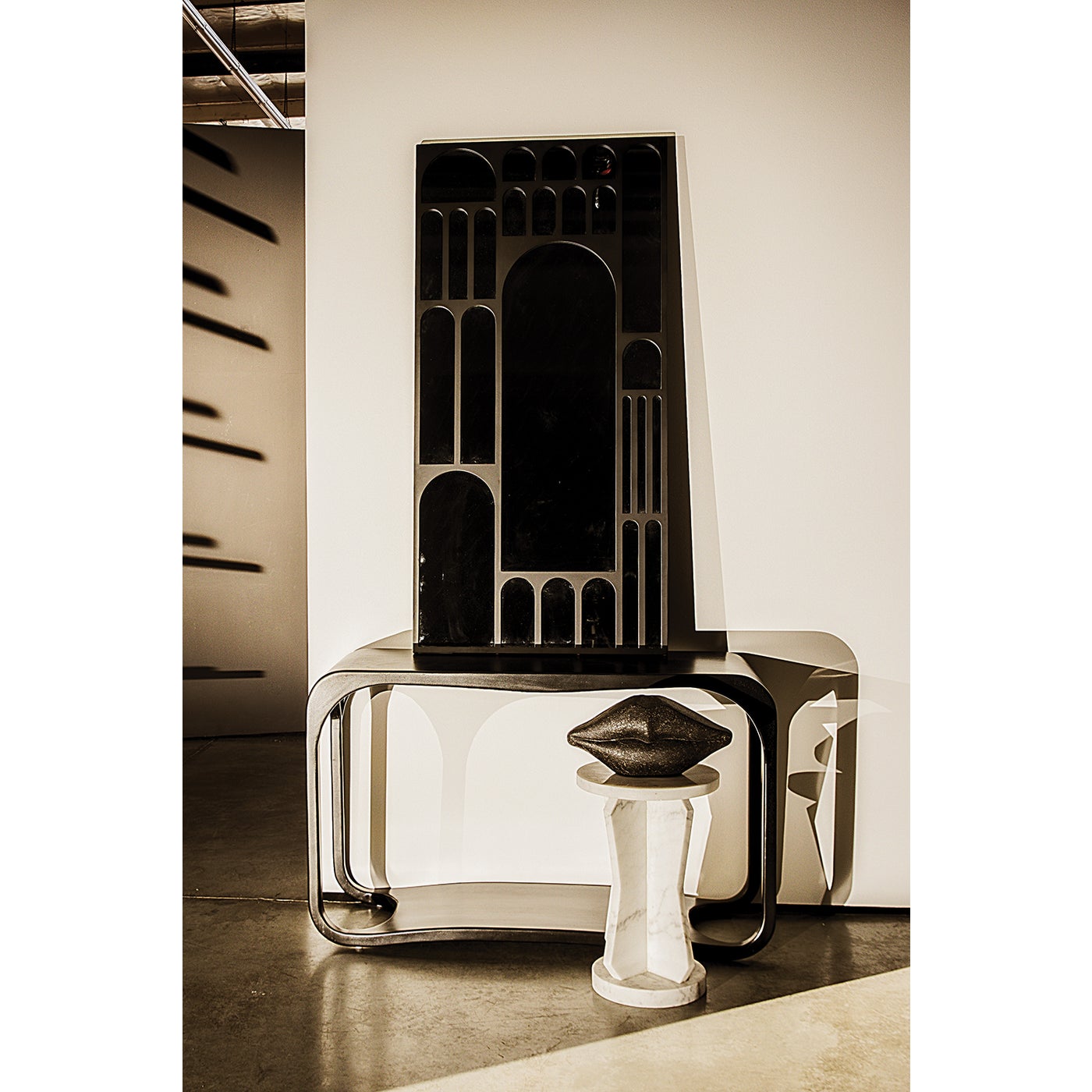 Noir, Doorway Mirror - Black Steel