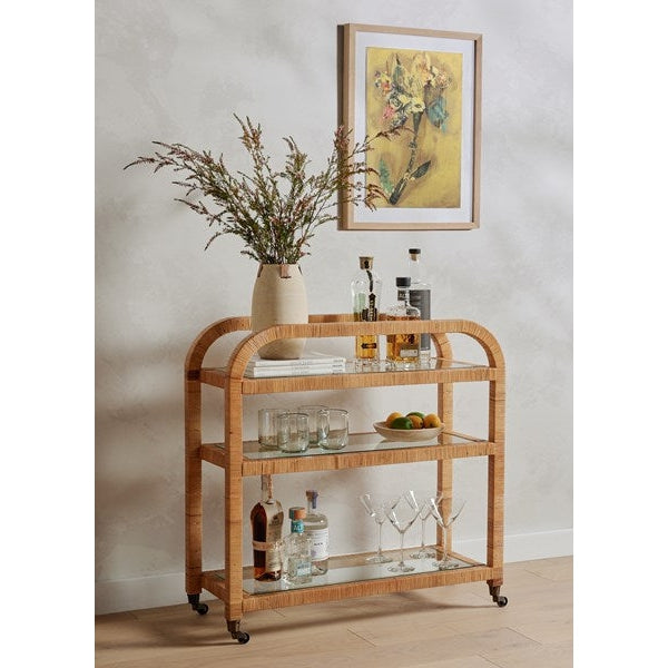 Four Hands, Dory Bar Cart-Honey Rattan