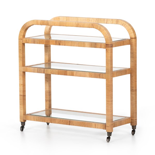 Four Hands, Dory Bar Cart-Honey Rattan