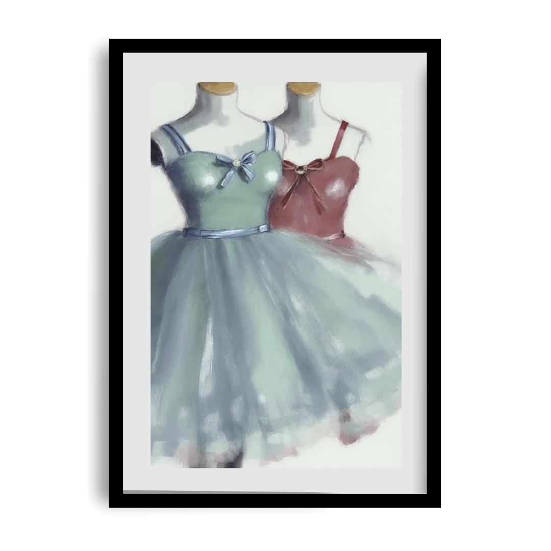 FASart, Double Delight: Blue and Red Twin Dresses - Limited Edition Print