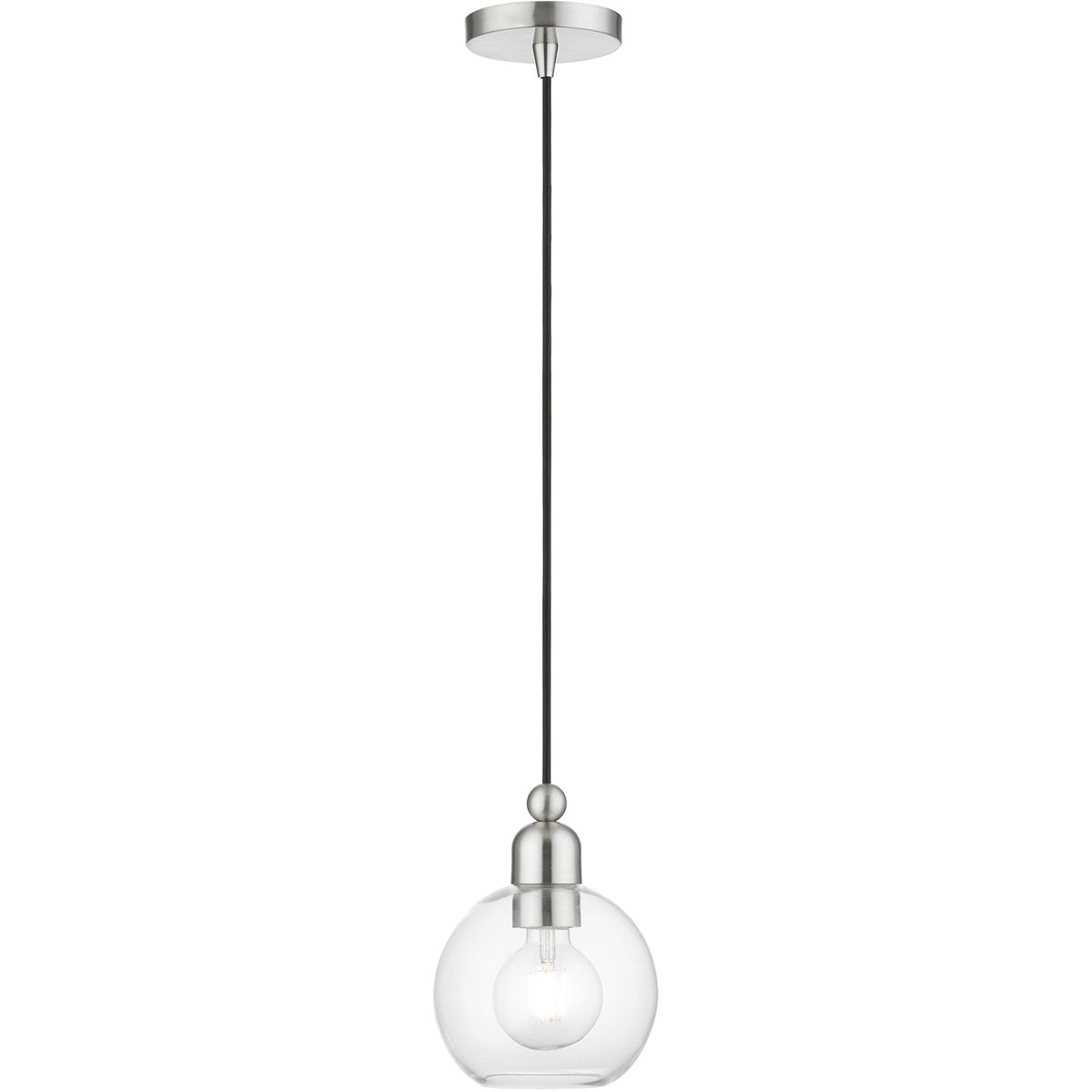 Livex Lighting, Downtown 1 Light 7 inch Brushed Nickel Pendant