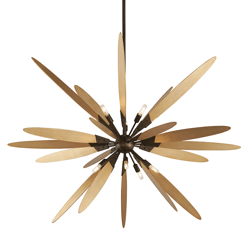 Troy Lighting, Dragonfly 10Lt Pendant Medium Bronze With Satin Leaf