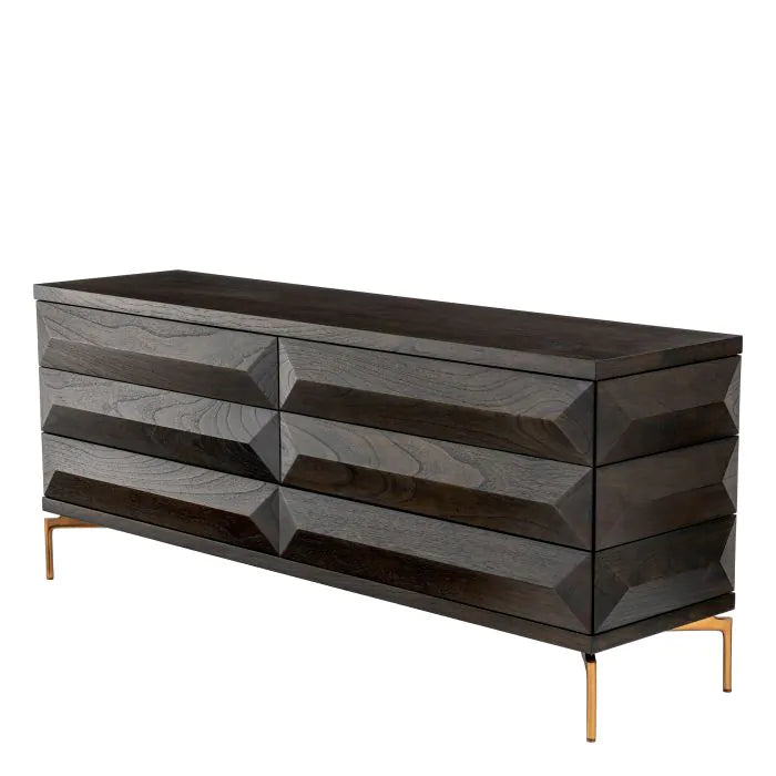 Eichholtz, Dresser Denver mocha oak veneer brushed brass finish