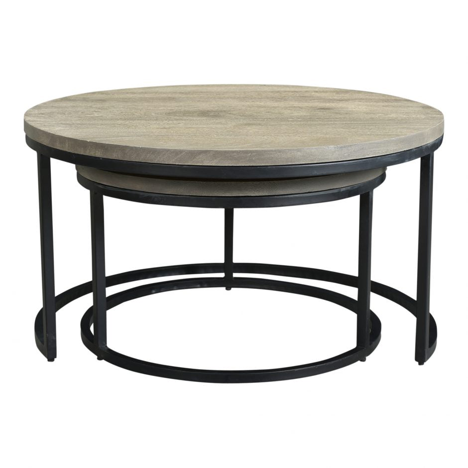 Moes, Drey Round Nesting Coffee Tables Set Of 2