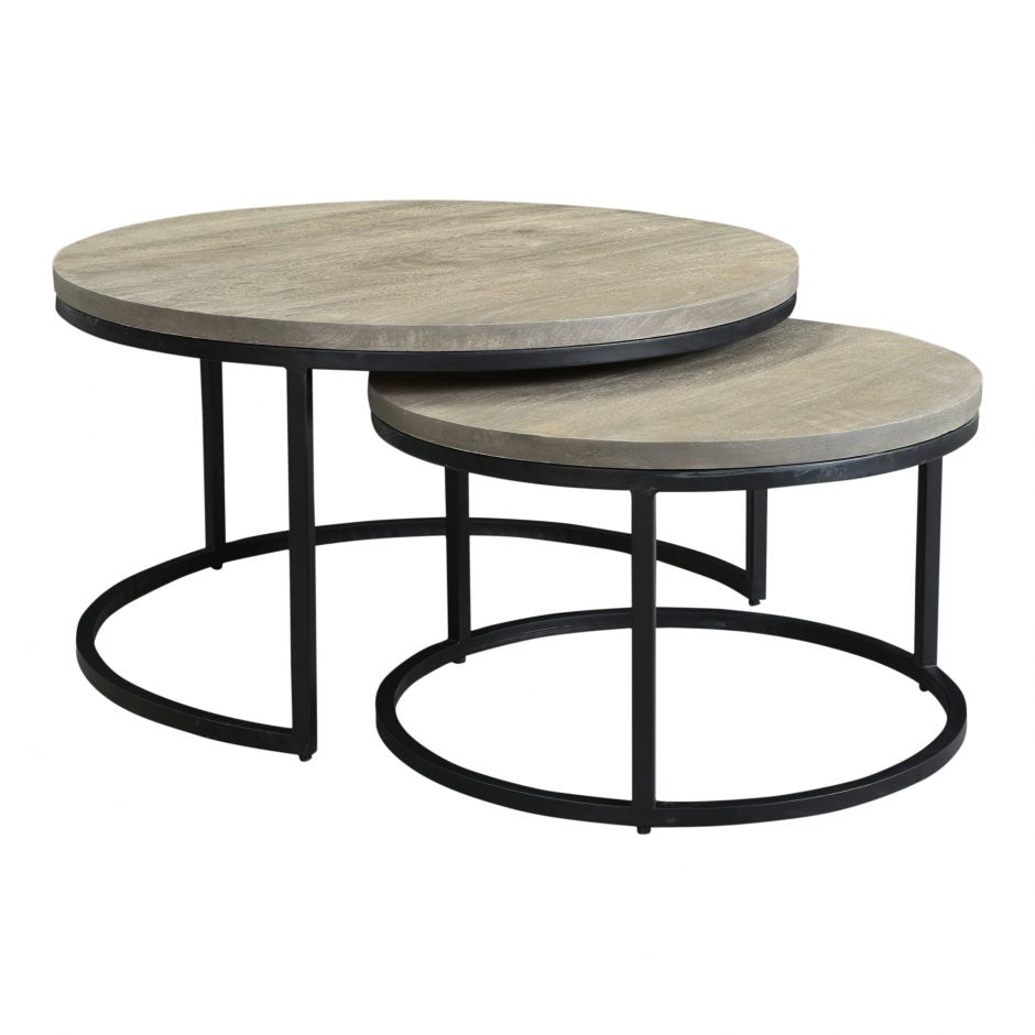 Moes, Drey Round Nesting Coffee Tables Set Of 2