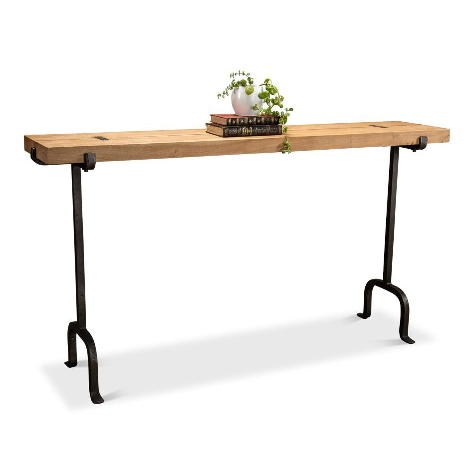 SARREID, Drift Plank & Iron Console Table