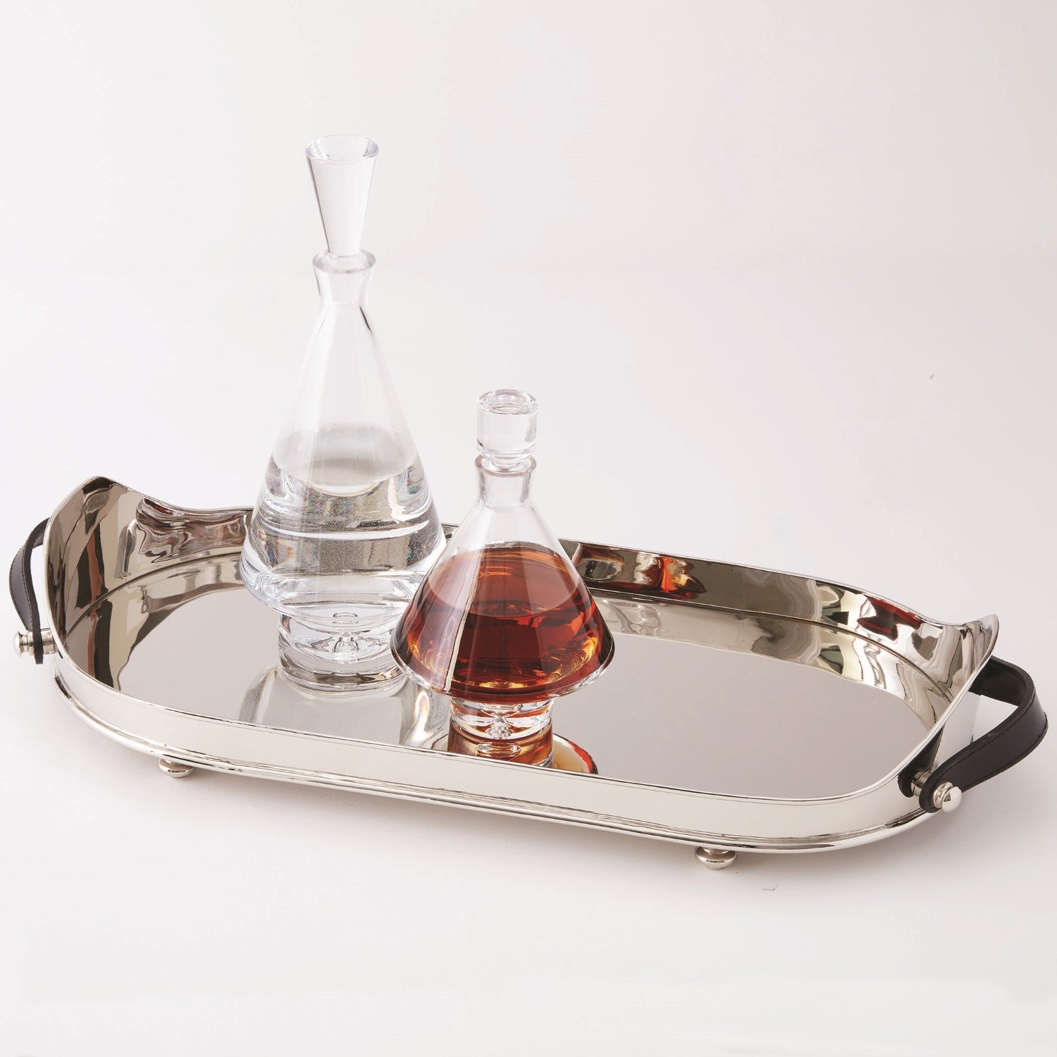 Global Views, Drinks Tray w/Leather Handles