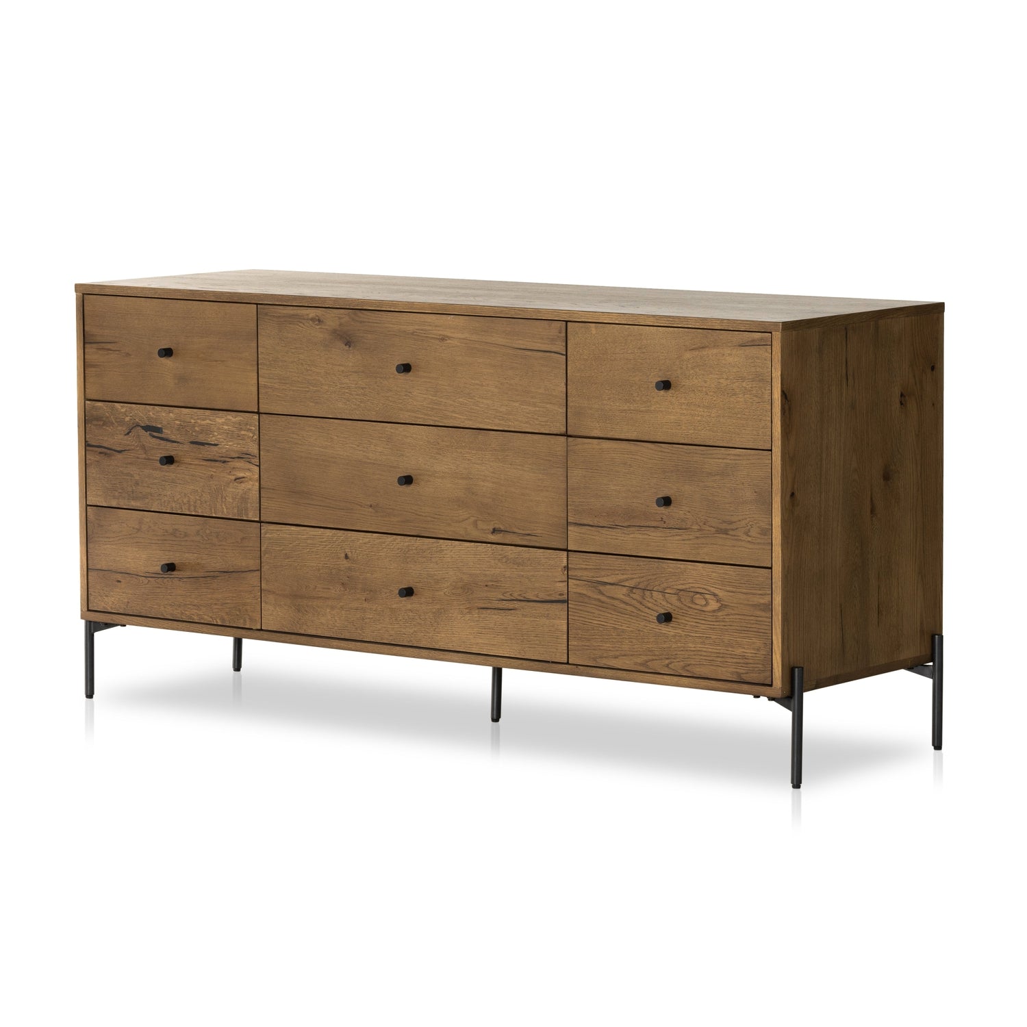 Four Hands, Eaton 9 Drawer Dresser-Amber Oak Resin