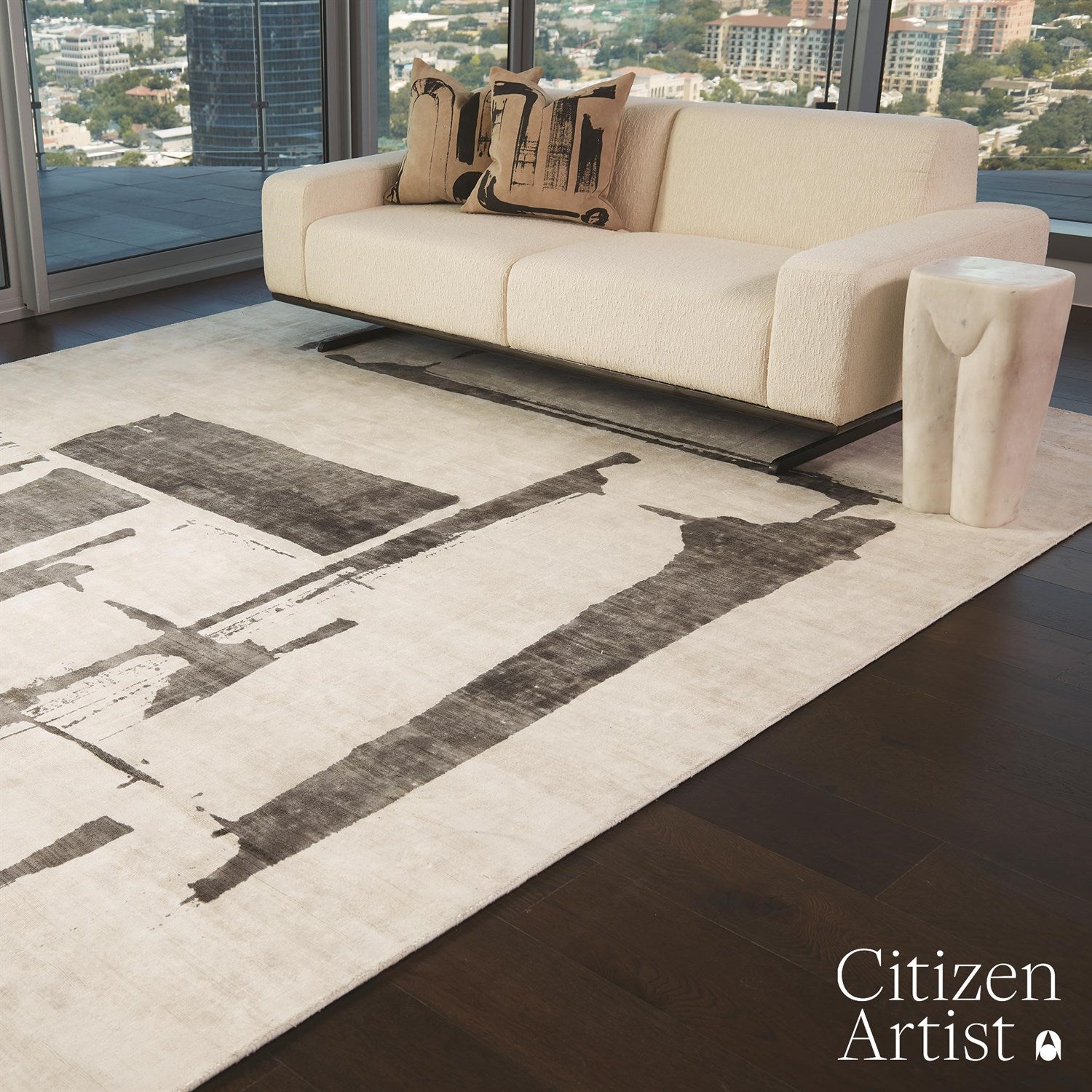 Global Views, Edifice Rug - Cream/Charcoal