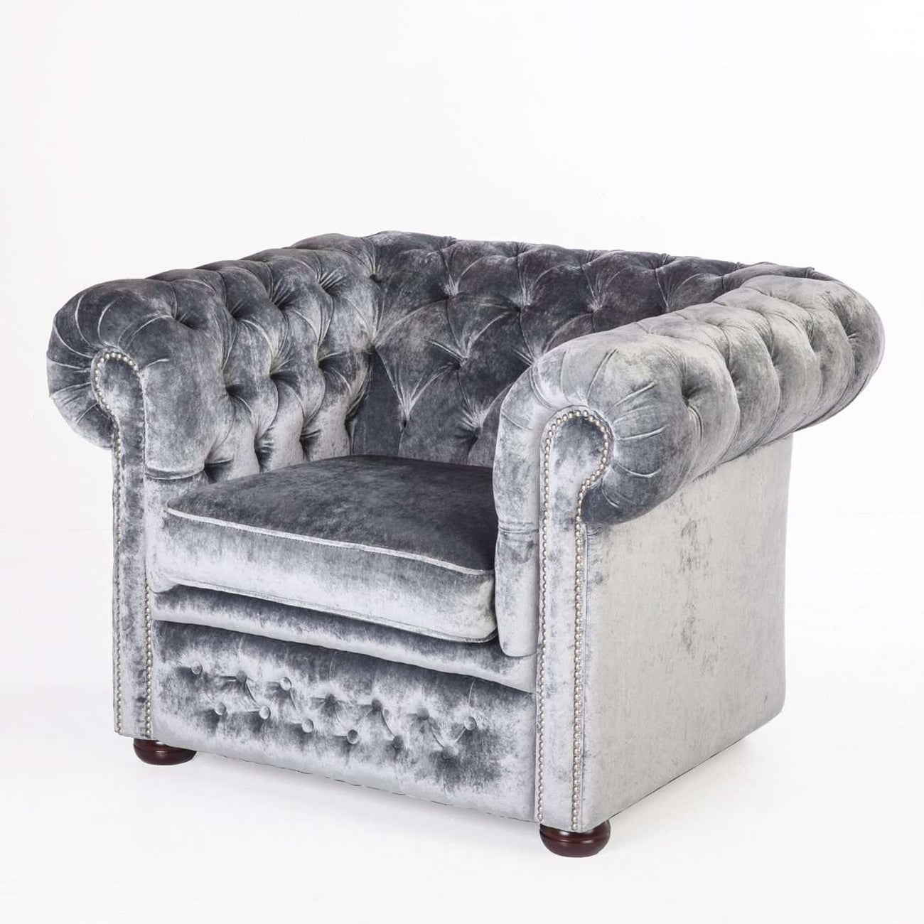 France & Son, Eggert Tufted Chesterfield Lounge Chair - Silver Velvet