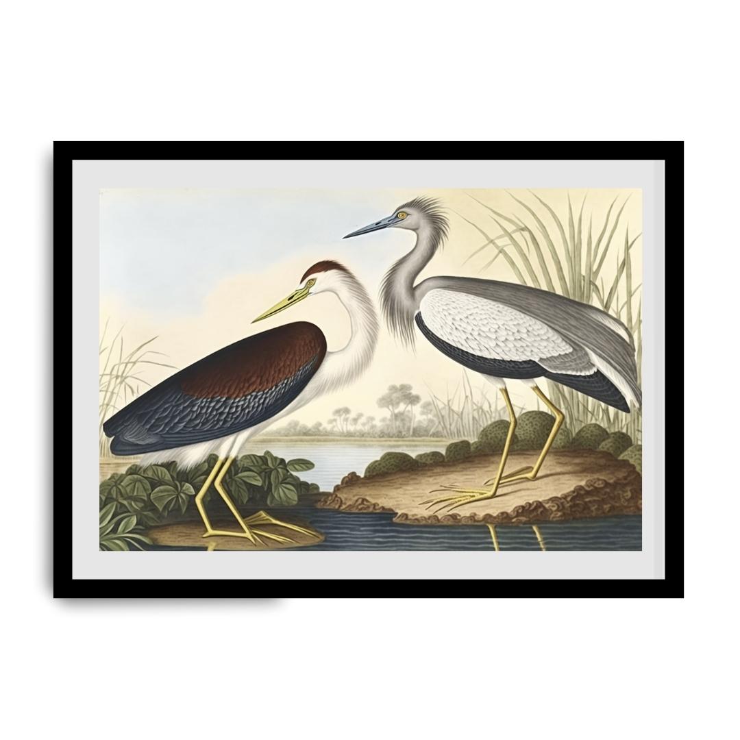 FASart, Elegant Harmony: A Portrait of Two Cranes by the Riverside - Limited Edition Print