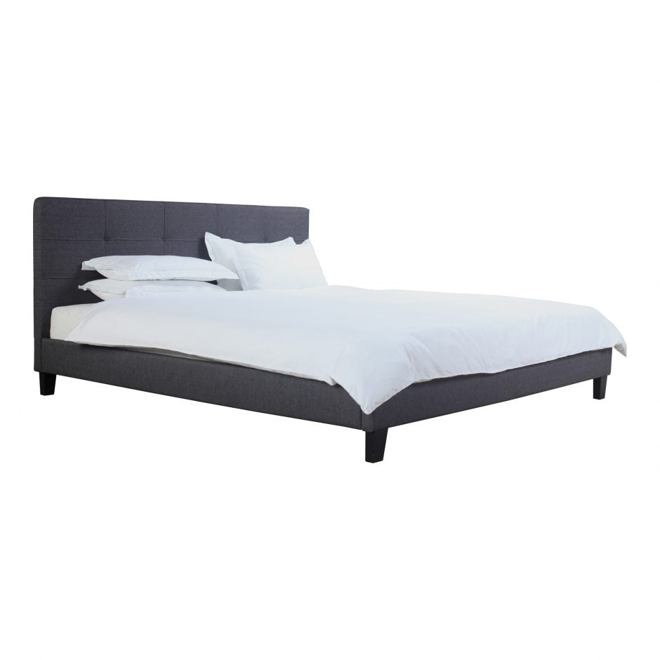 Moes, Eliza King Bed Dark Grey Fabric