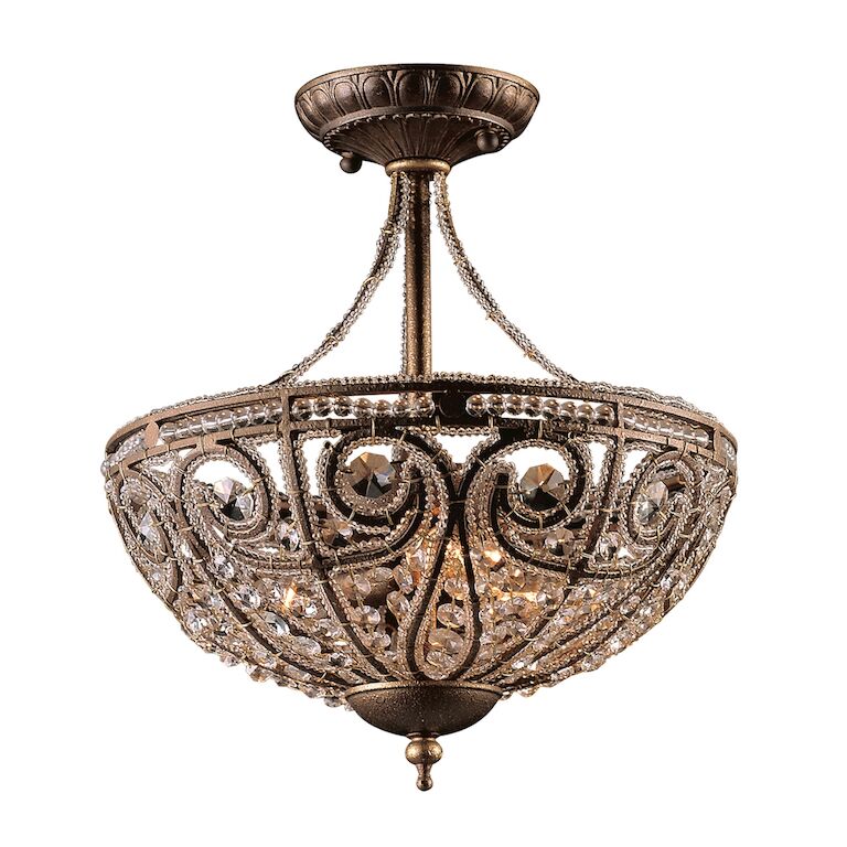 Elk Home, Elizabethan 13'' Wide 3 - Light Semi Flush Mount - Dark Bronze