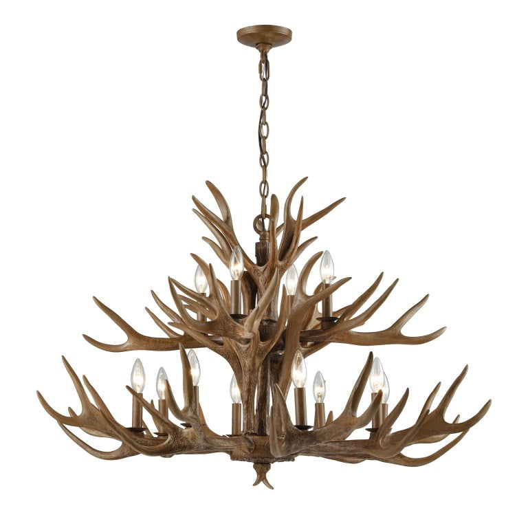 Elk Home, Elk 39'' Wide 12 - Light Chandelier - Wood Tone