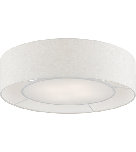 Livex Lighting, Ellsworth Semi-Flush Brushed Nickel with Shiny White Accents