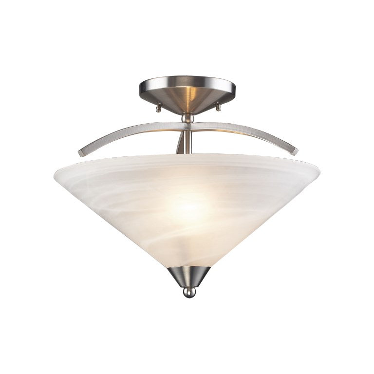 Elk Home, Elysburg 16'' Wide 2-Light Semi Flush Mount - Satin Nickel