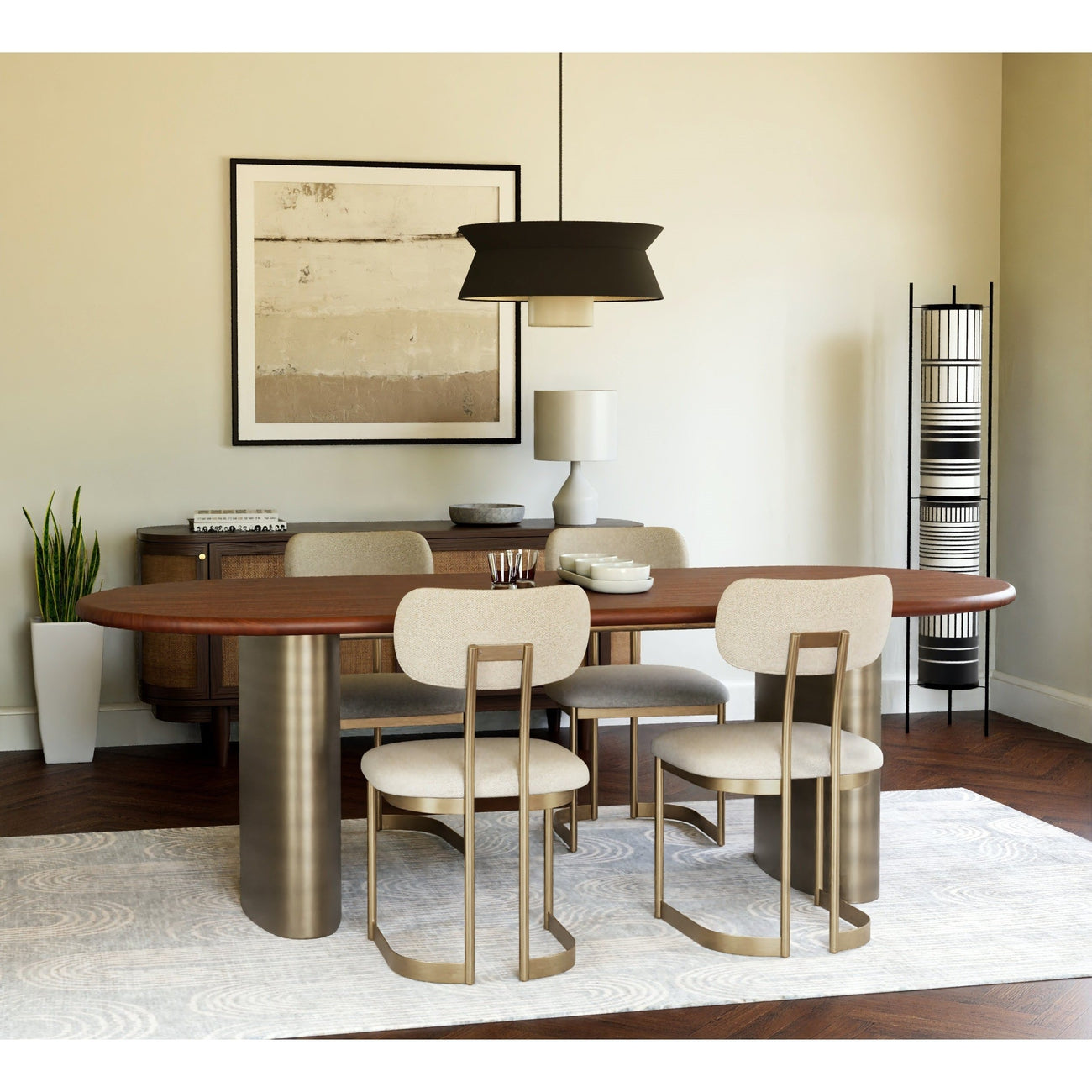 Union Home Furniture, Ovale Dining Table - Brass Base