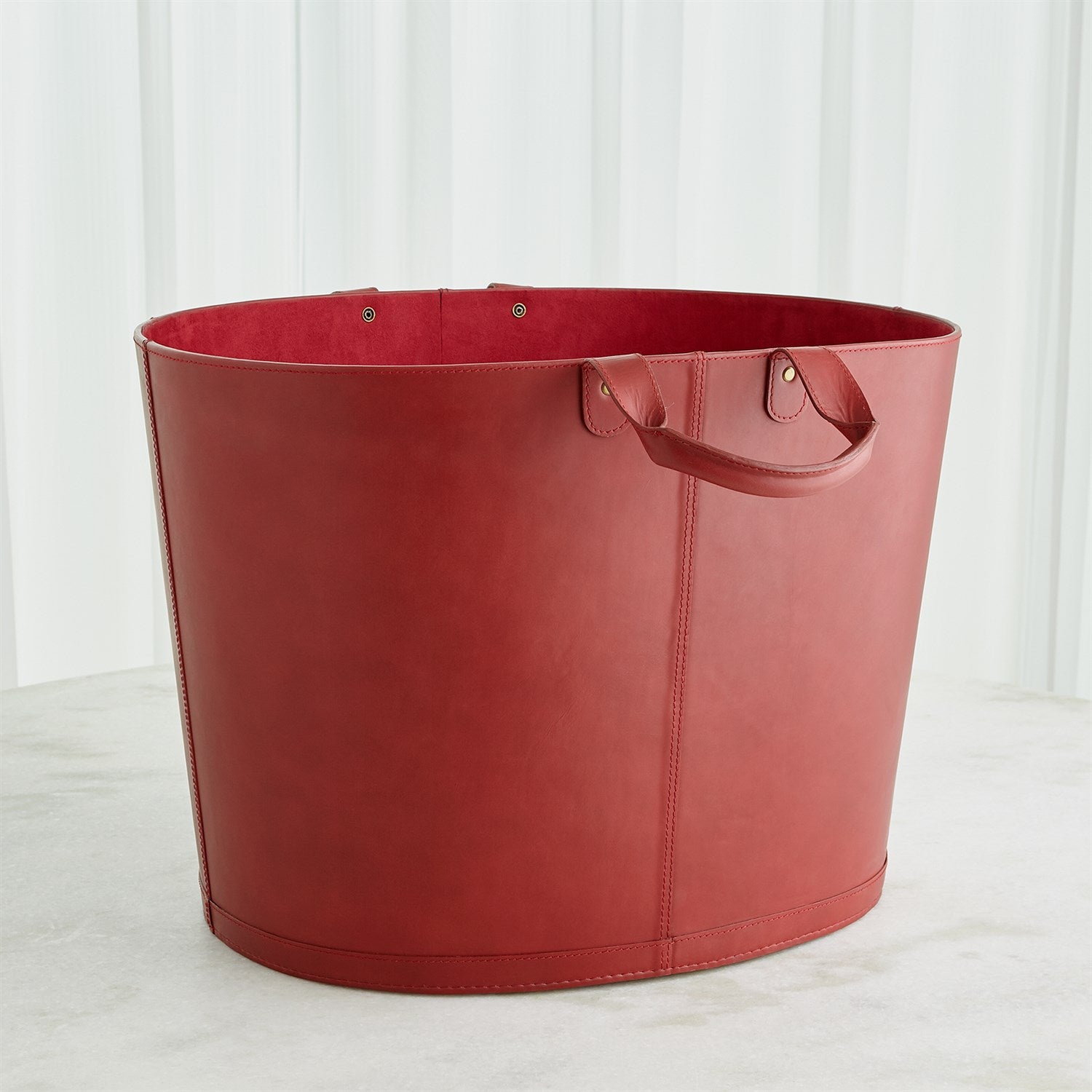 Global Views, Oversized Oval Leather Basket