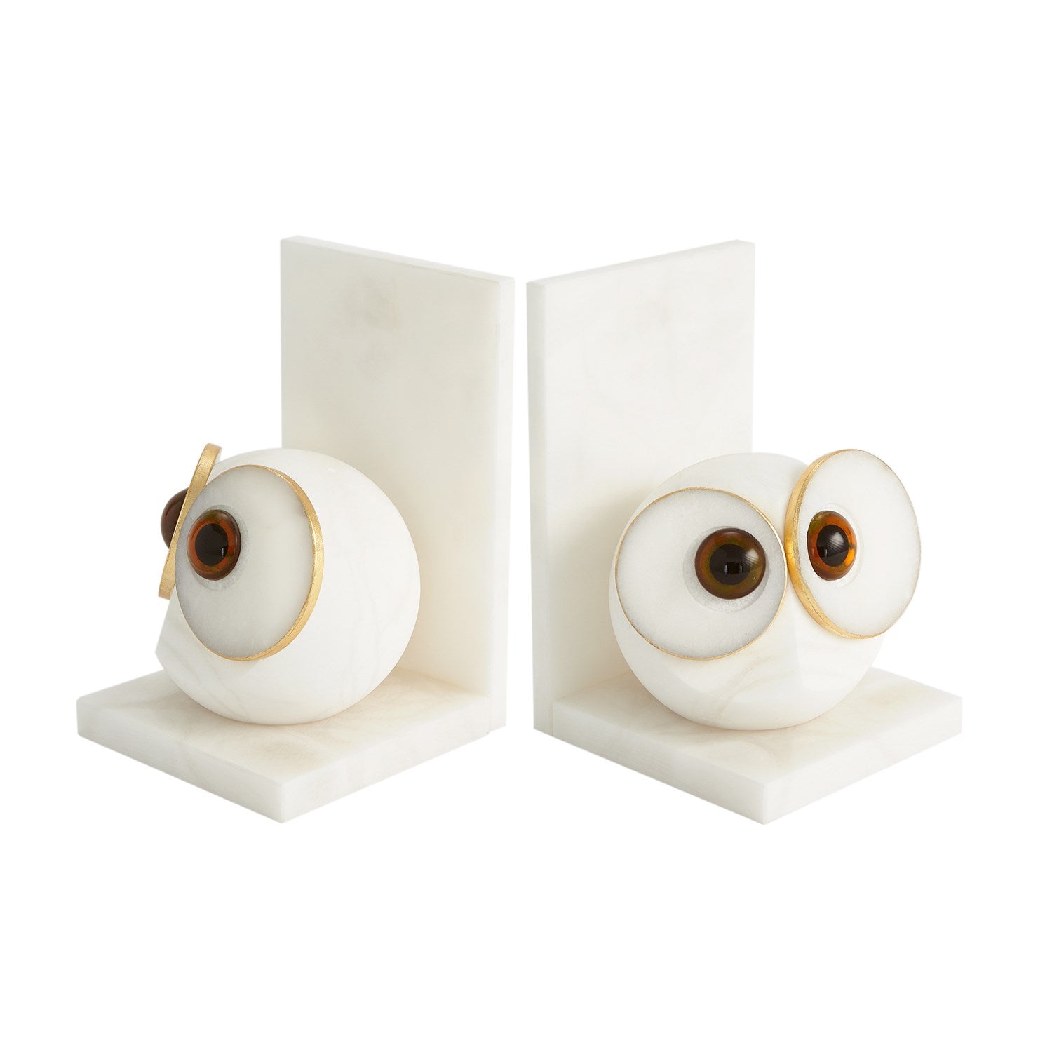 Global Views, Pair Alabaster Big Eyed Owl Bookends