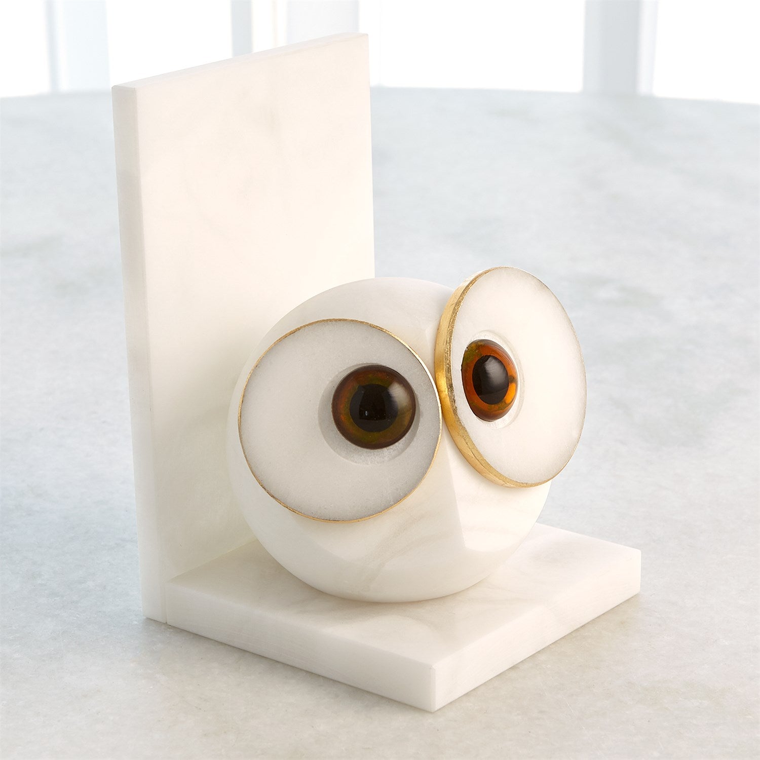 Global Views, Pair Alabaster Big Eyed Owl Bookends