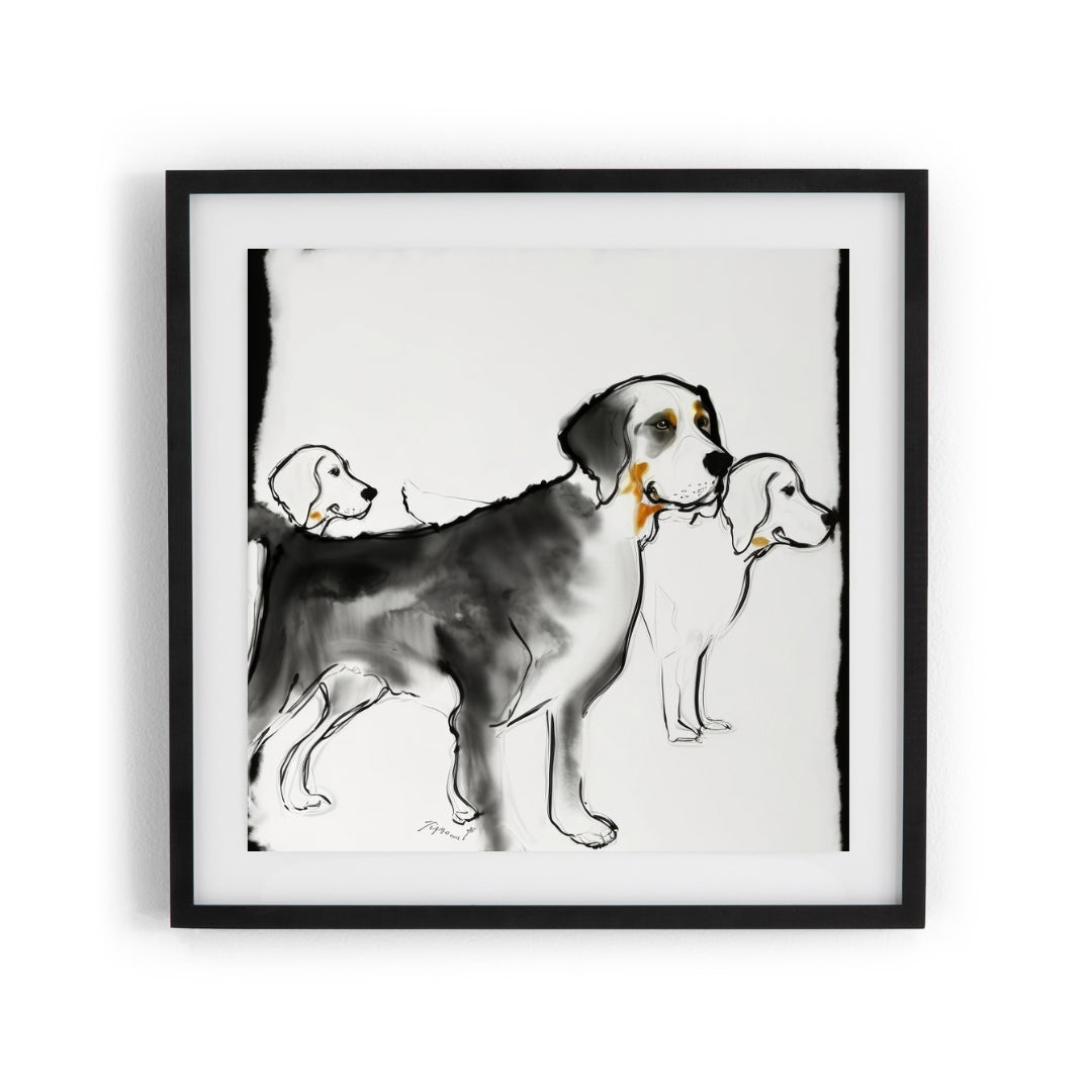 FASart, Paws and Stripes: Three Dogs in Black and White - Limited Edition Print