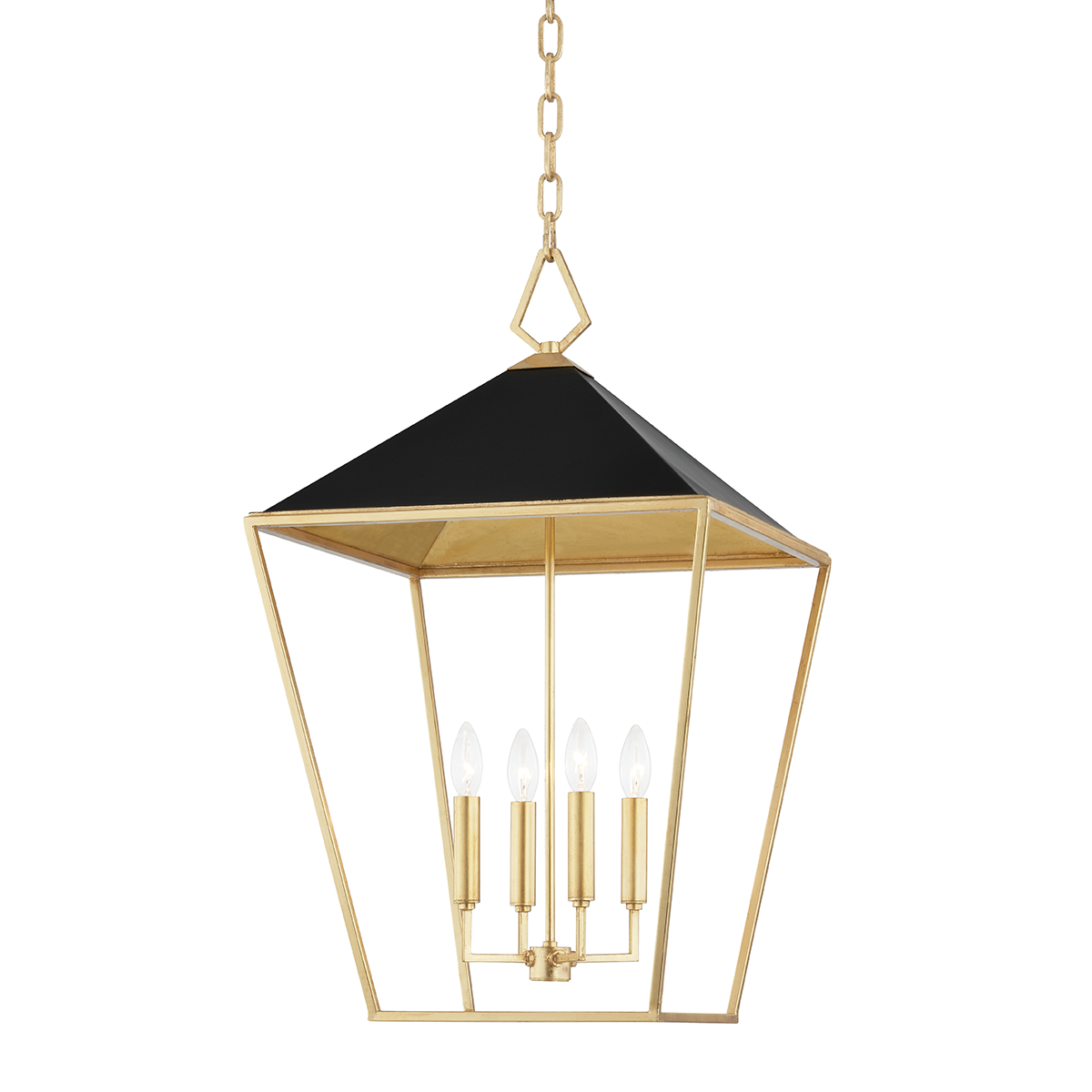 Hudson Valley, Paxton 4 Light Medium Pendant Gold Leaf/Black