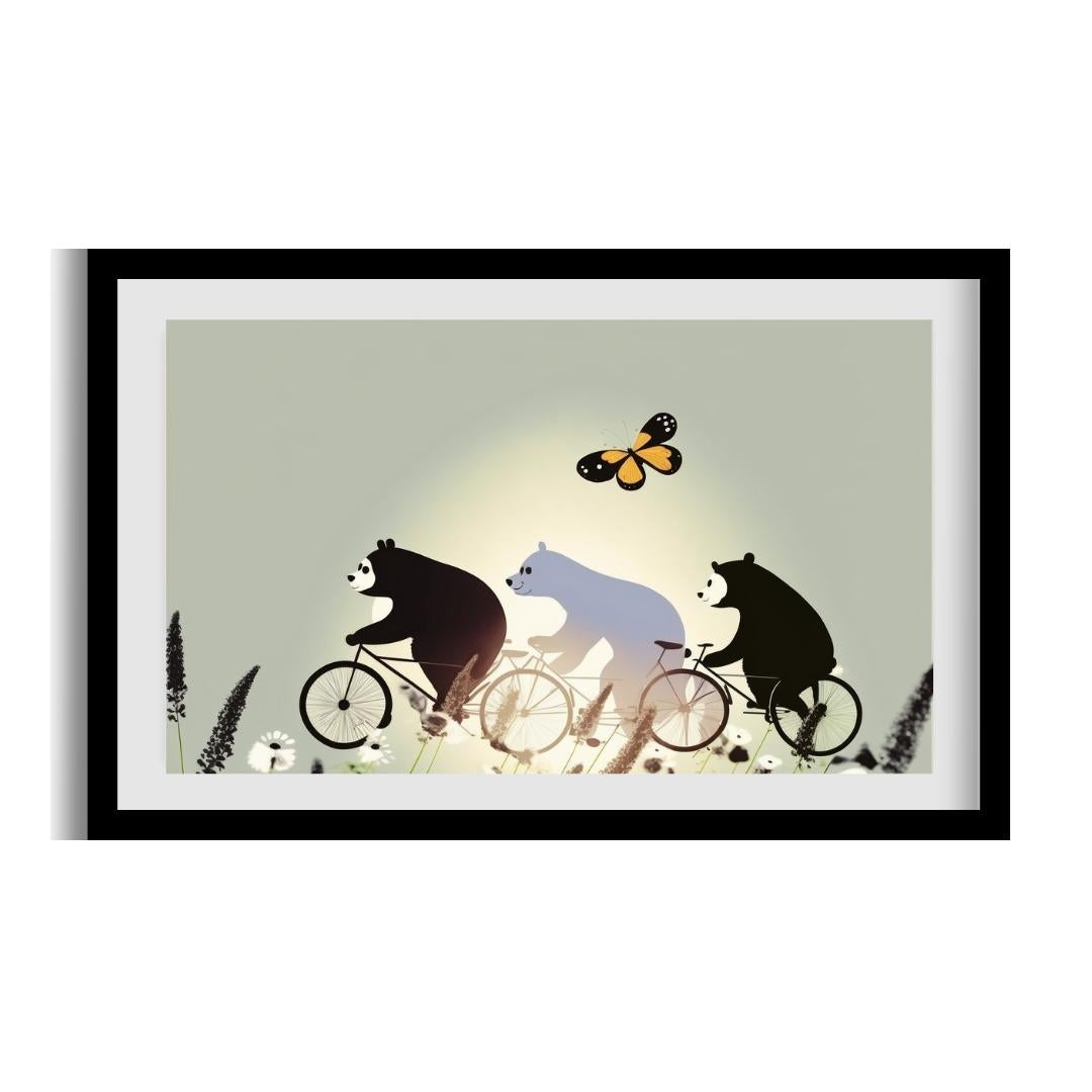 FASart, Pedaling with Pals: A Playful Sketch of Two Bears on a Bicycles - Limited Edition Print