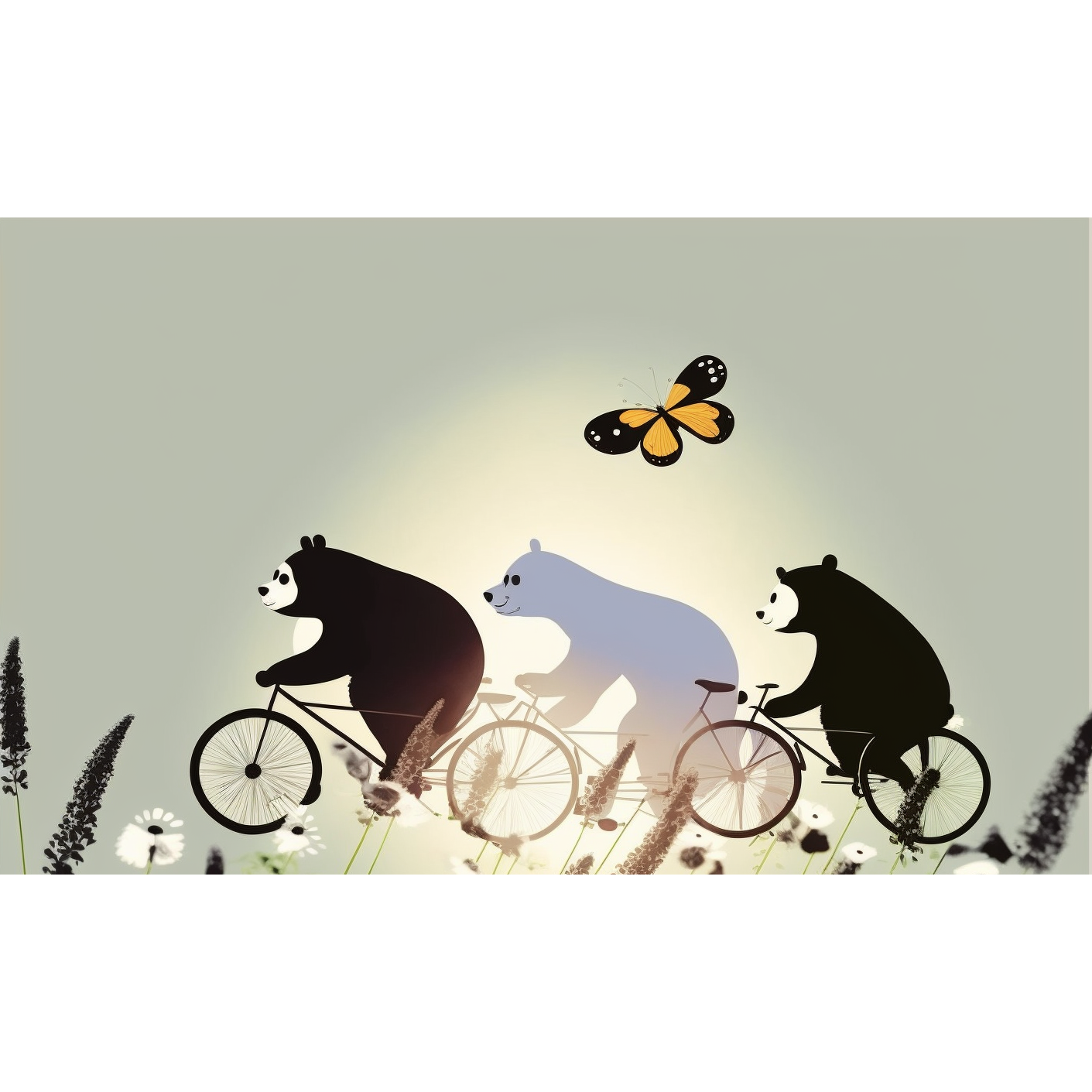 FASart, Pedaling with Pals: A Playful Sketch of Two Bears on a Bicycles - Limited Edition Print