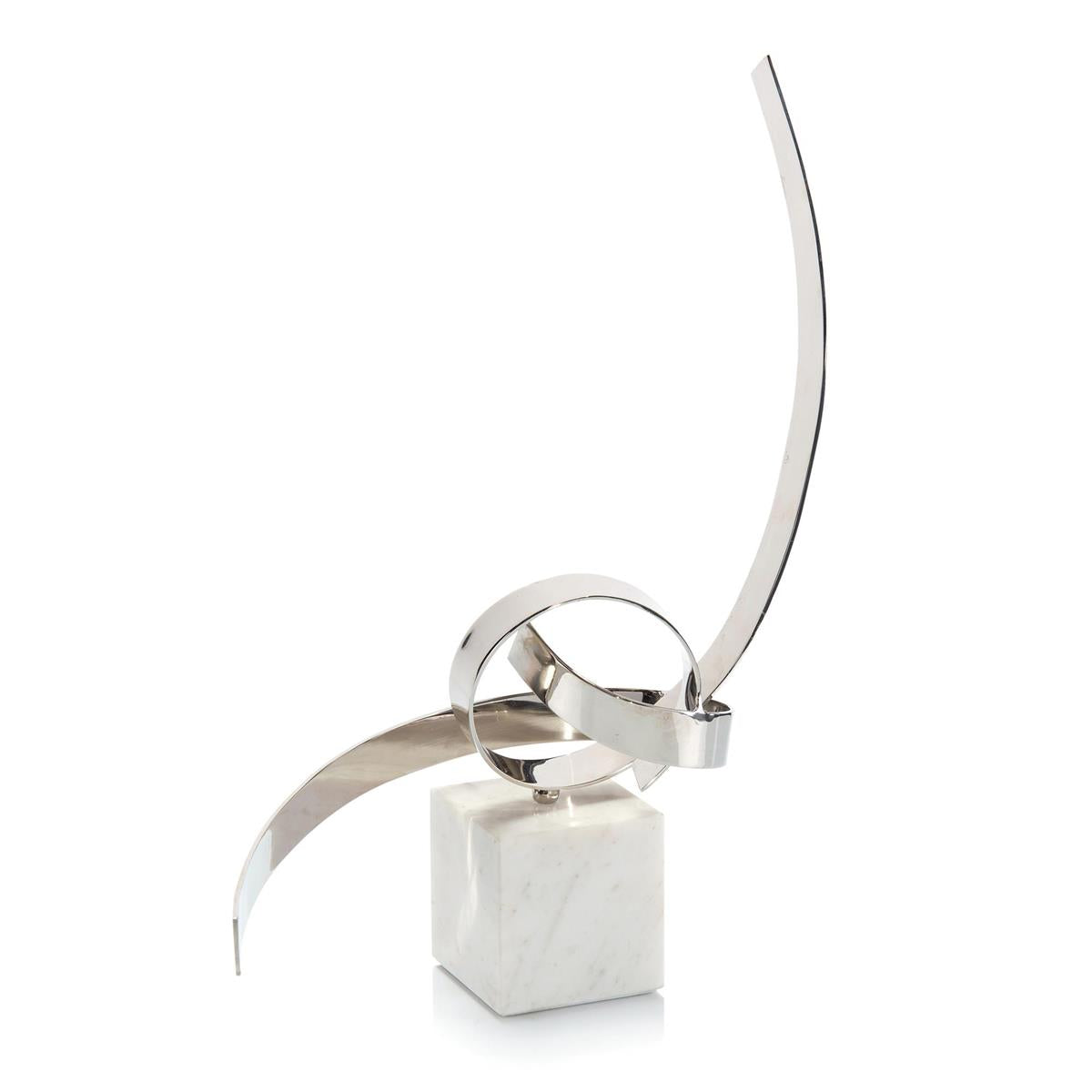 John Richard, Petite Ribbon Sculpture In Nickel And White