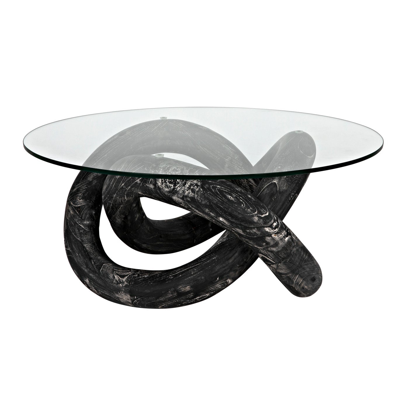 Noir, Phobos Coffee Table - Cinder Black with Glass