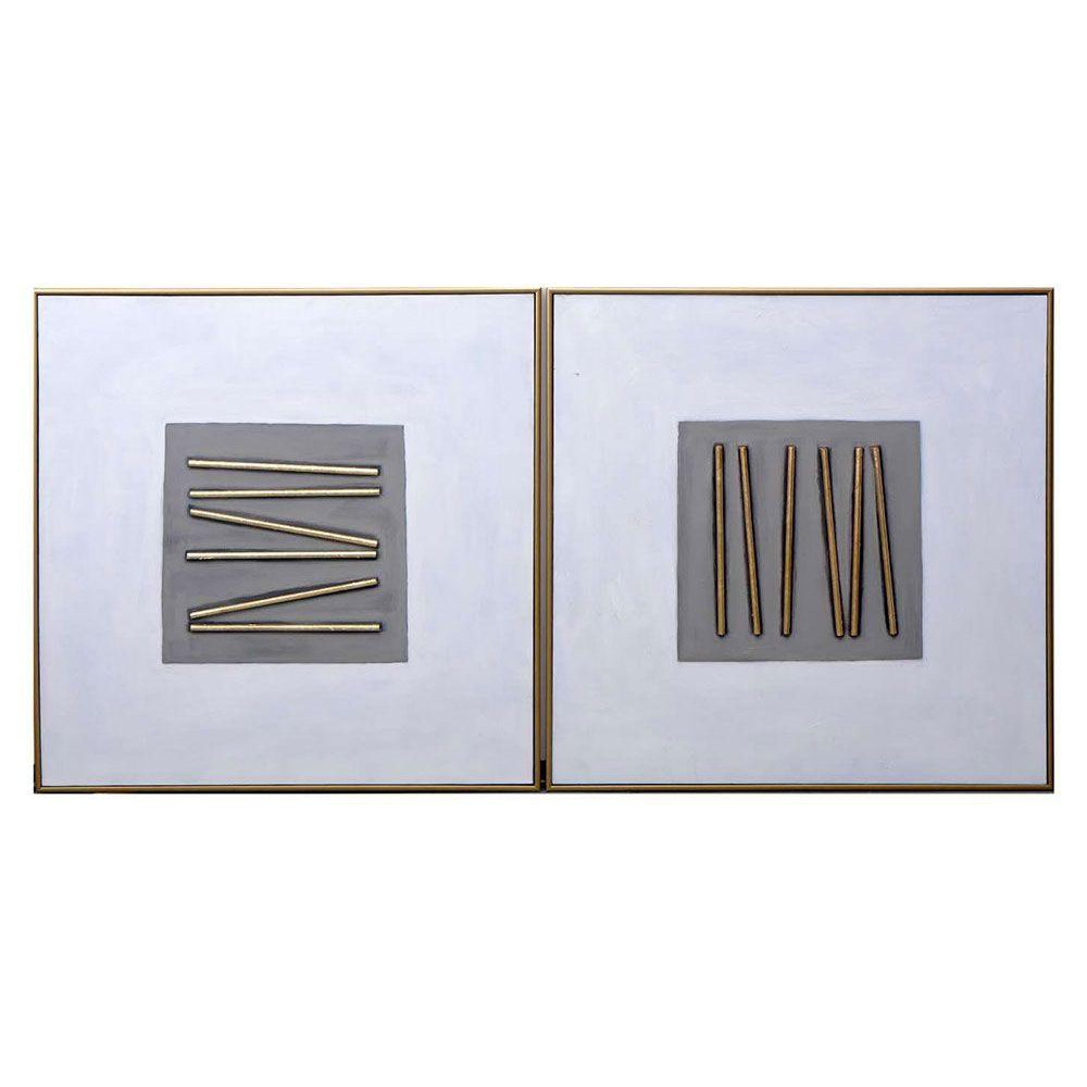 Sunpan, Pick Up Sticks (Set Of 2) - 48" x 48" - Gold Floater Frame