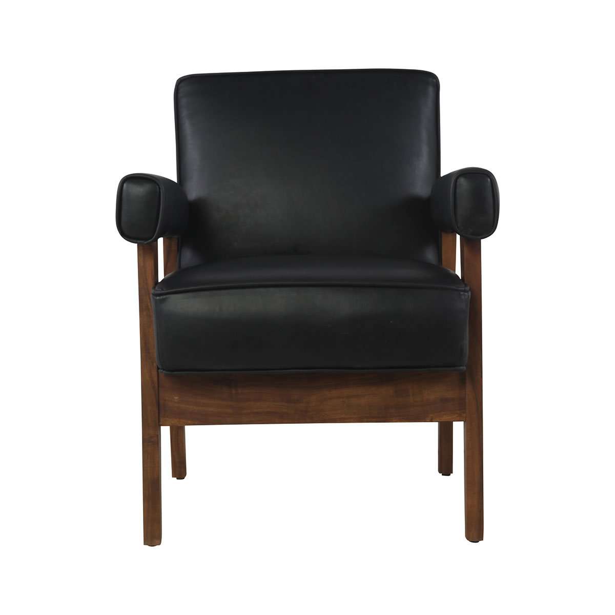 France & Son, Pierre Jeanneret Advocate Accent Chair in Black Leather