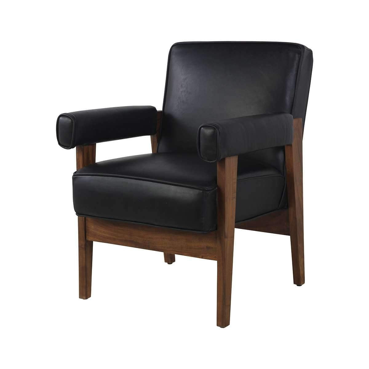 France & Son, Pierre Jeanneret Advocate Accent Chair in Black Leather