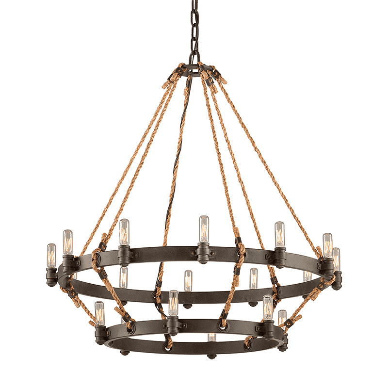 Troy Lighting, Pike Place 18Lt Pendant 2 Tier Shipyard Bronze